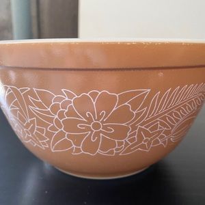 7 inch beige “woodland Pyrex”